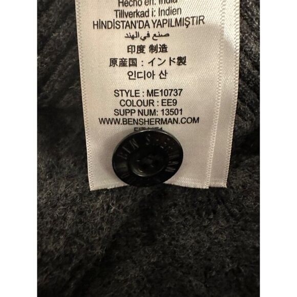 Ben Sherman Charcoal Gray Lambswool Mock Neck Pullover Cableknit Sweater XL - Picture 8 of 9